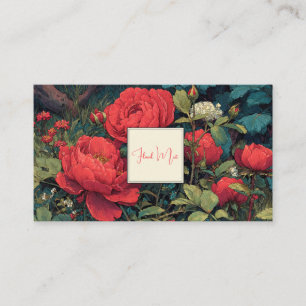 Gothic Fairytale Ruby Red Peony Floral Business Card