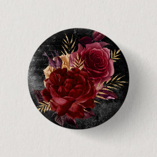 Gothic Fall Roses Button