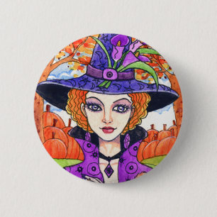 Gothic Fall Witch Fantasy Button by Ann Howard