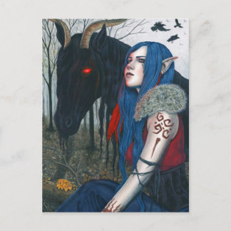 Gothic Fantasy Art Post Card Pooka Horse Elf