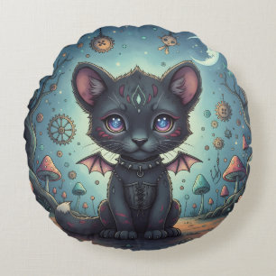 Gothic Fantasy Baby KitBat Round Cushion