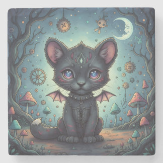 Gothic Fantasy Baby KitBat Stone Coaster