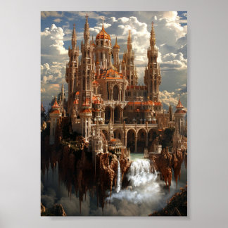 Gothic Fantasy Castle in the Clouds Dreamscape Poster