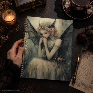 Gothic Fantasy Fairy with Floral Crown Dark Wings Planner