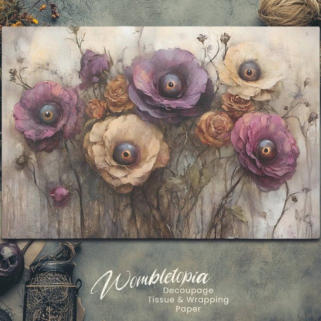 Gothic Fantasy Floral Bouquet With Eyes Decoupage Tissue Paper (Creator Uploaded)