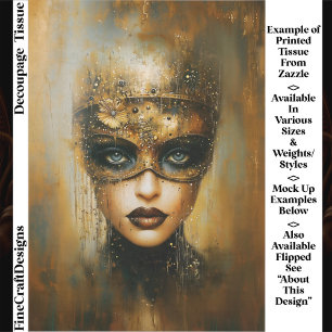 Gothic Fantasy Gold Masked Woman ER3L Decoupage Tissue Paper