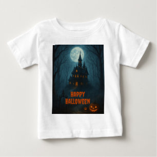Gothic Fantasy Haunted Castle & Misty Moonlight Baby T-Shirt