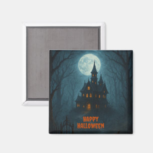 Gothic Fantasy Haunted Castle & Misty Moonlight Magnet