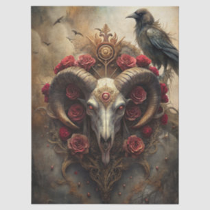 Gothic Fantasy Ram's Skull & Raven  Tissue Paper