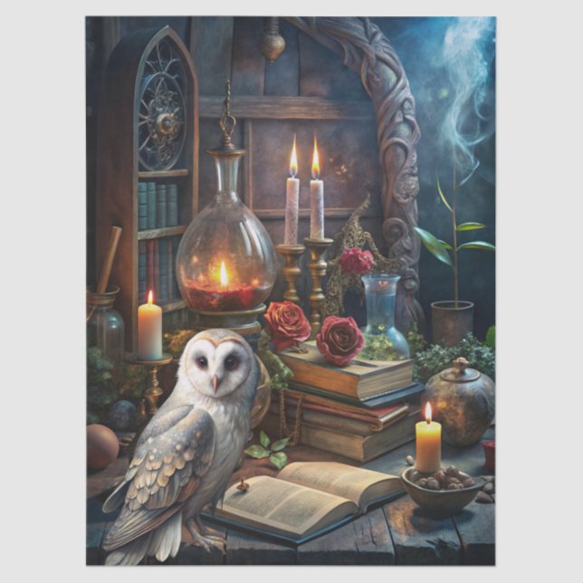 Gothic Fantasy Tarot Reader's Room & White Owl Tissue Paper (Front)