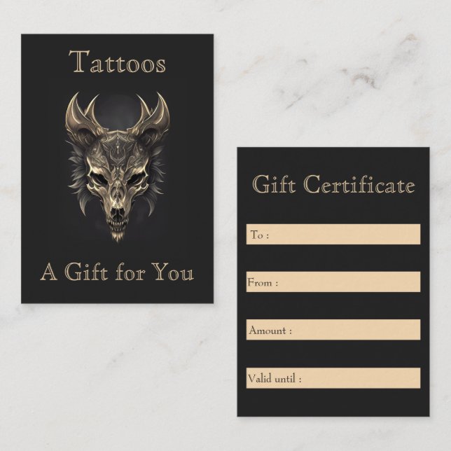 Gothic Fantasy Wolf Skull Black & Gold Gift Business Card (Front/Back)