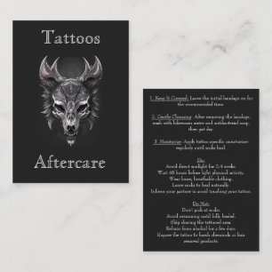 Gothic Fantasy Wolf Skull Black & Silver Aftercare Business Card