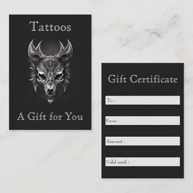 Gothic Fantasy Wolf Skull Black & Silver Gift Business Card (Front/Back)