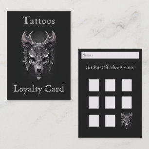 Gothic Fantasy Wolf Skull Black & silver Loyalty  Business Card