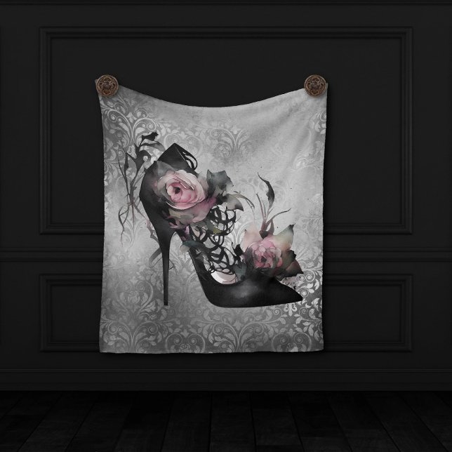 Gothic Fashion Stiletto Heel with Mauve Pink Roses Tapestry (Creator Uploaded)