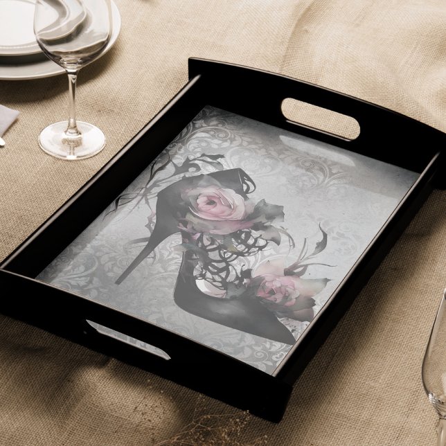 Gothic Fashion Stiletto Heel with Mauve Pink Roses Tissue Paper (Creator Uploaded)