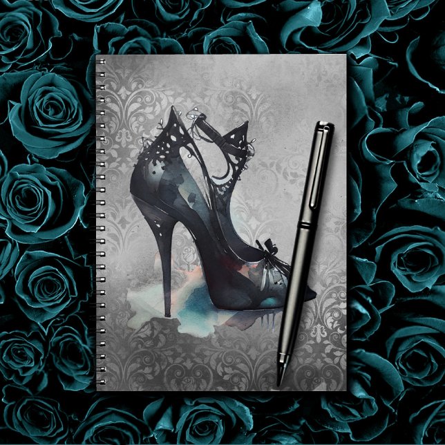 Gothic Fashion Stiletto High Heel with Teal Splash Notebook (Creator Uploaded)