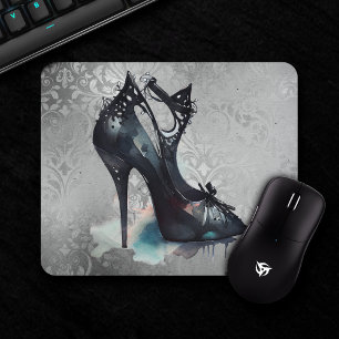 Gothic Fashion Strappy Heels with Roses on Grunge  Mouse Mat