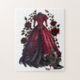 Gothic Fashion Victorian Dress and High Heel Boots Jigsaw Puzzle
