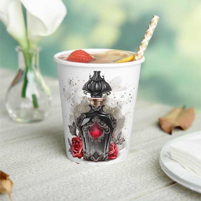 Gothic Fashion Victorian Perfume Bottle with Roses Paper Cups (Insitu)