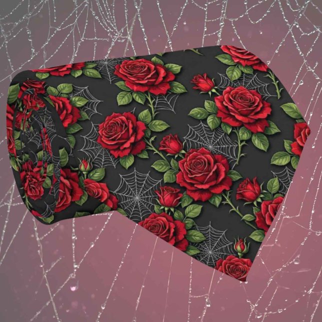 Gothic Faux Silk | Roses & Spiderwebs Gentleman's  Tie (Creator Uploaded)