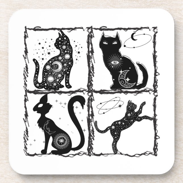 Gothic Feline Familiars.w Coaster (Front)