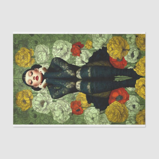 Gothic Female Fashion With Flowers DQ4L Decoupage Tissue Paper (Front)
