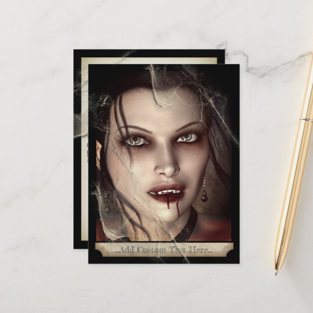 Gothic Female Vampire Postcard (Front/Back In Situ)