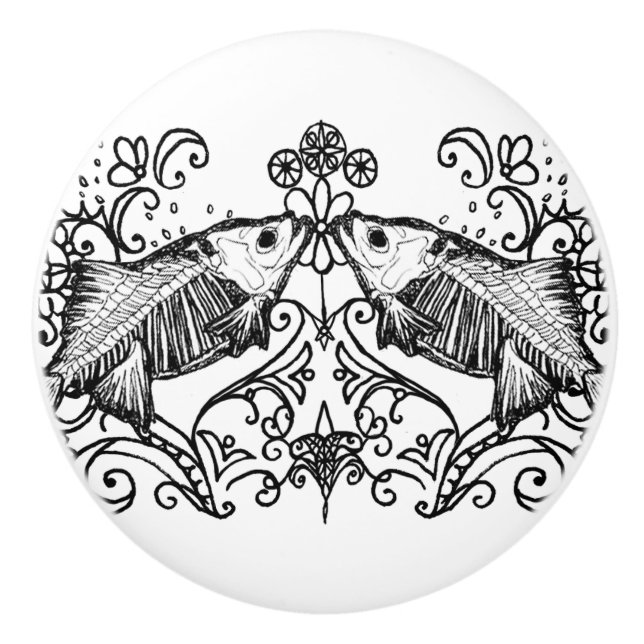 Gothic Fish Anatomy Ceramic Knob (Front)