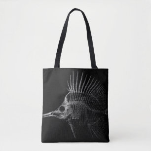 Gothic Fish Skeleton X-Ray Tote Bag