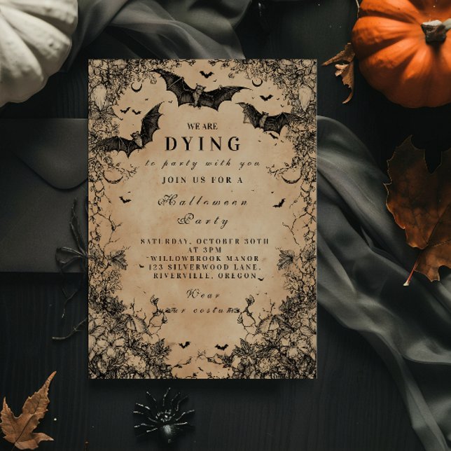 Gothic Flight Dark Halloween Invitation (Creator Uploaded)