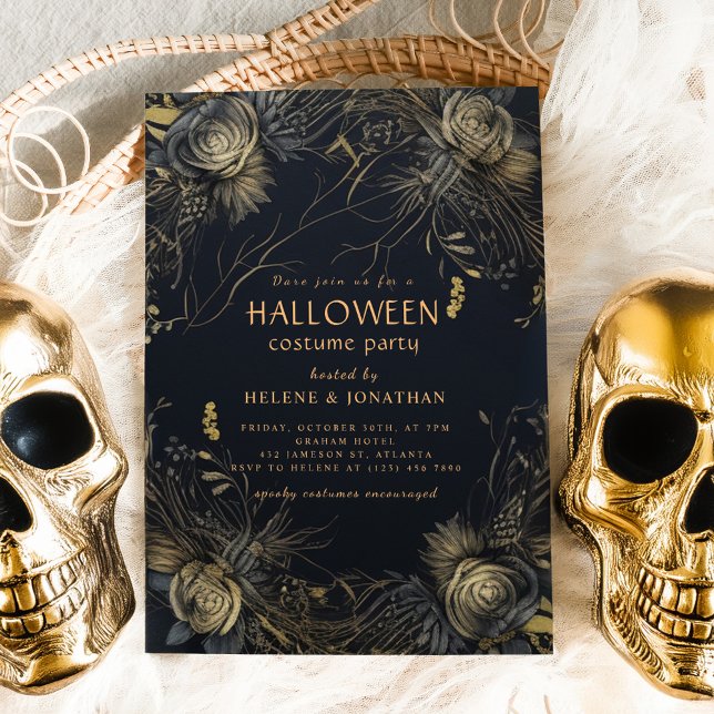 Gothic Floral Adult Halloween Costume Party Invitation (Gothic Floral Adult Halloween Costume Party Invitation)