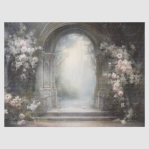 Gothic Floral Arch with Typography for Decoupage Tissue Paper