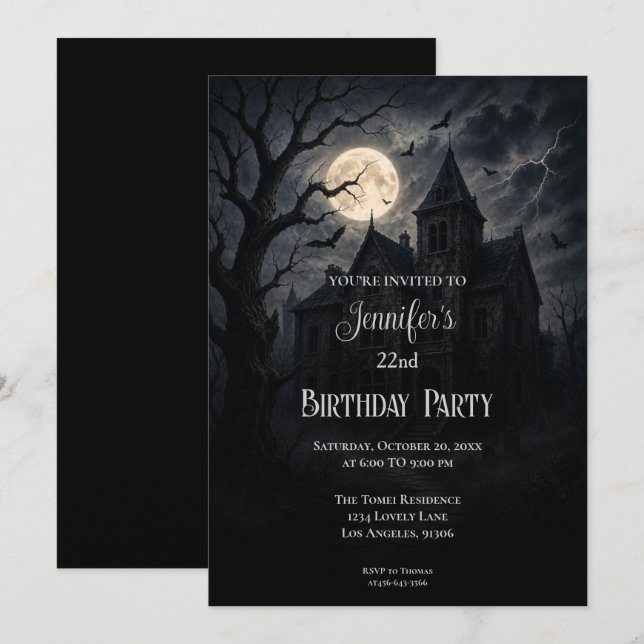 Gothic Floral Birthday Invitation (Front/Back)