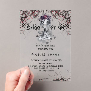 Gothic Floral Bridal Shower  Acrylic Invitations