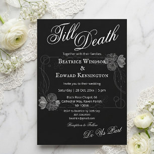 Gothic Floral Buds Till Death Do Us Part Wedding Invitation