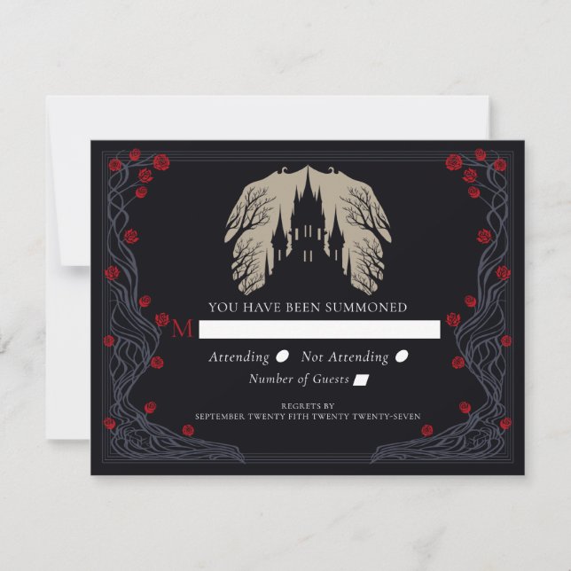 Gothic Floral Castle Wedding RSVP (Front)