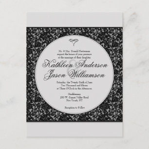 Gothic Floral Damask Monogram Wedding Invitation