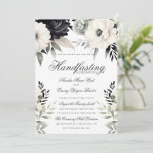 Gothic Floral Dark Boho Black Cream Handfasting