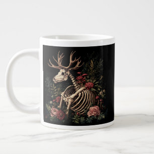 Gothic Floral Deer Skeleton Large Coffee Mug