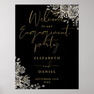 Gothic Floral Engagement Party Welcome Sign