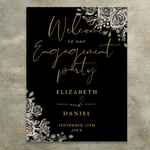 Gothic Floral Engagement Party Welcome Sign