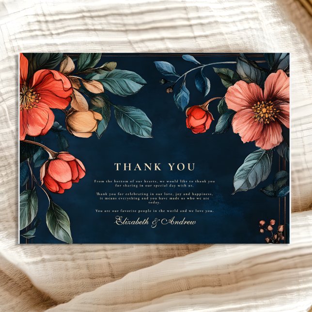 Gothic Floral Fall Wedding Thank You Card (Creator Uploaded)