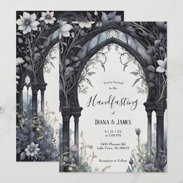 Gothic Floral Garden Gate Pagan Handfasting Invitation | Zazzle