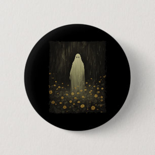 Gothic Floral Ghost In The Forest Halloween Spooky 6 Cm Round Badge