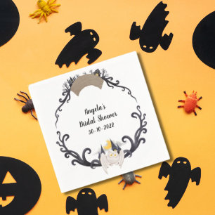 Gothic Floral Ghosts Bats Wreath Hallowedding Napkin