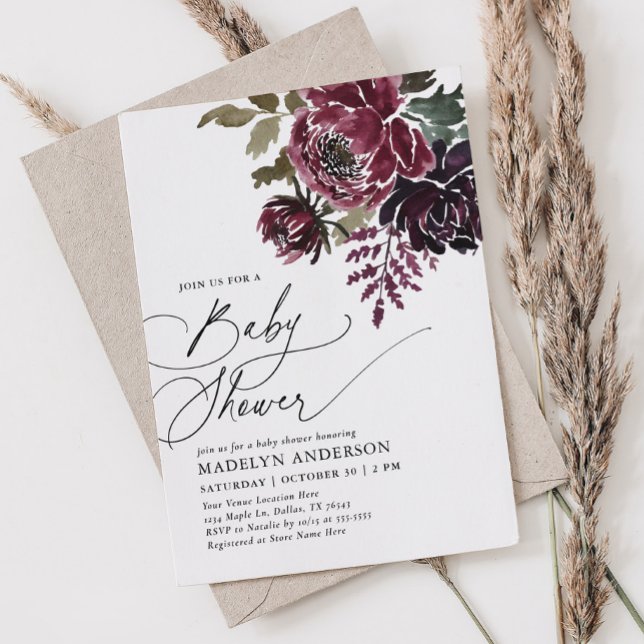 Gothic Floral Halloween Baby Shower Invitation (Creator Uploaded)