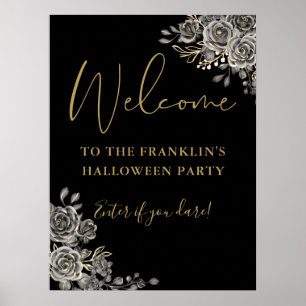 Gothic Floral Halloween Party Welcome Sign