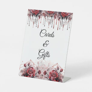 Gothic  Floral Halloween Wedding Pedestal Sign