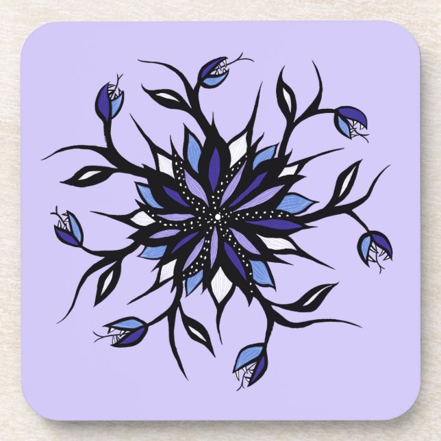 Gothic Floral Mandala Monsters And Teeth Coaster (Front)